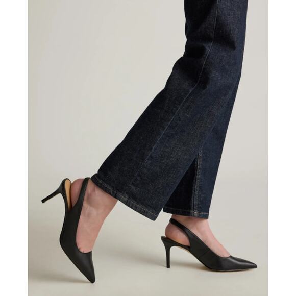 Quince Black Italian Leather Slingback 75mm Heel NEW NWOB - Picture 2 of 5